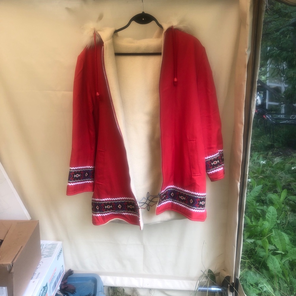 Reversible Northern Winter Parka with Fur Trim Hood